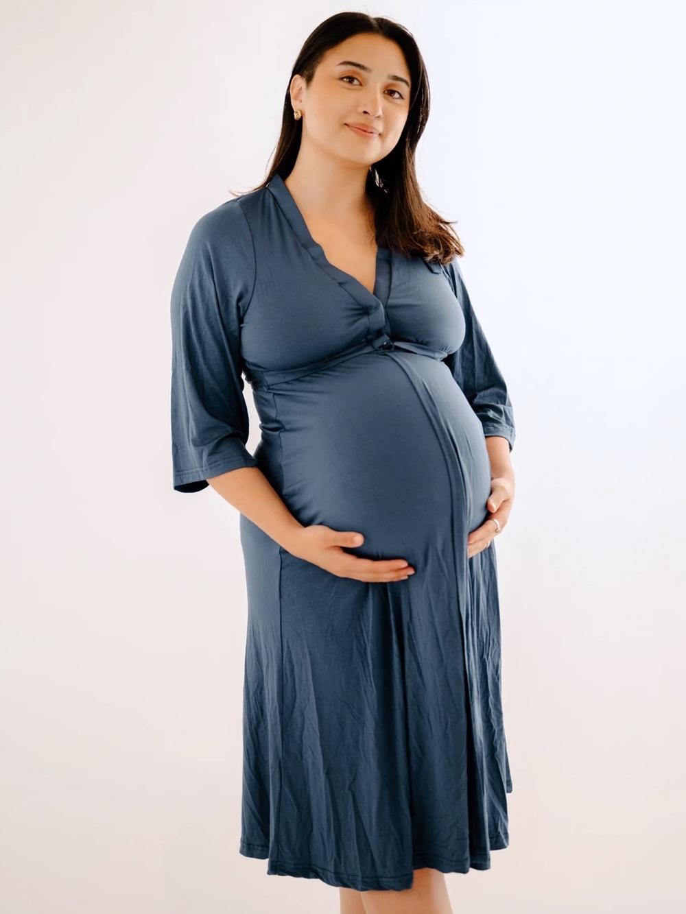 Lila Labor & Postpartum Gown in Midnight Blue